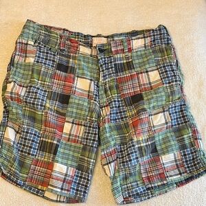 Red Camel Colorful Plaid Patchwork Madras Shorts